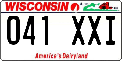 WI license plate 041XXI