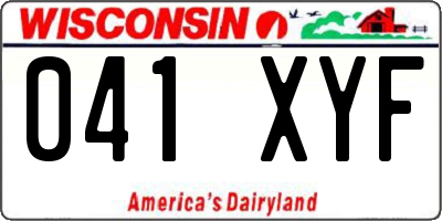 WI license plate 041XYF