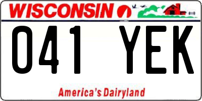 WI license plate 041YEK
