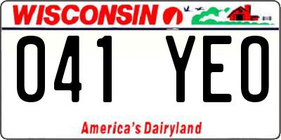 WI license plate 041YEO