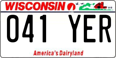 WI license plate 041YER