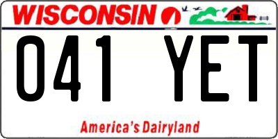 WI license plate 041YET