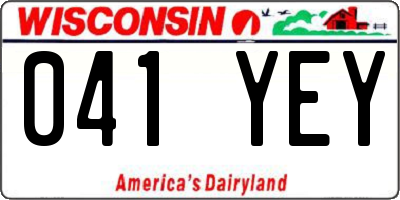WI license plate 041YEY