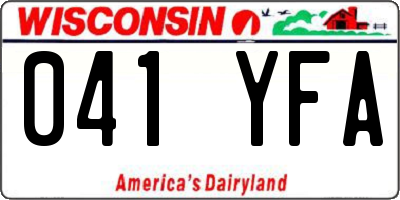 WI license plate 041YFA
