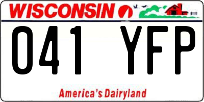 WI license plate 041YFP