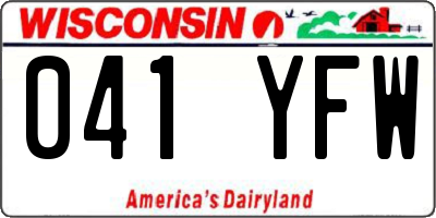 WI license plate 041YFW