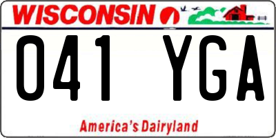 WI license plate 041YGA