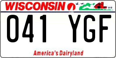 WI license plate 041YGF