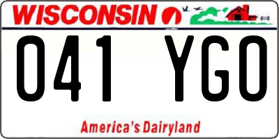 WI license plate 041YGO