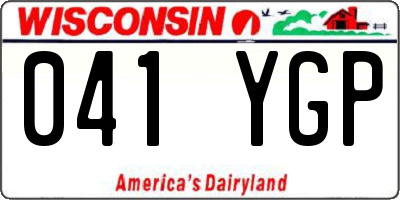 WI license plate 041YGP