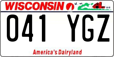WI license plate 041YGZ