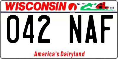 WI license plate 042NAF