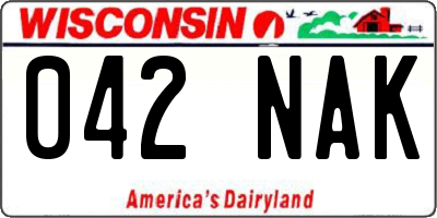 WI license plate 042NAK