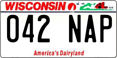 WI license plate 042NAP
