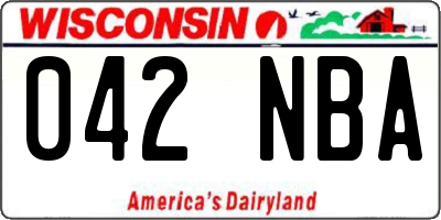 WI license plate 042NBA