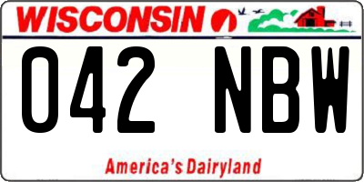 WI license plate 042NBW