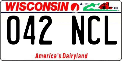 WI license plate 042NCL