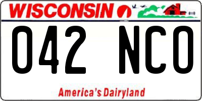 WI license plate 042NCO