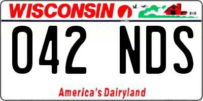 WI license plate 042NDS