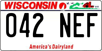 WI license plate 042NEF