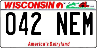 WI license plate 042NEM