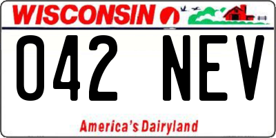 WI license plate 042NEV