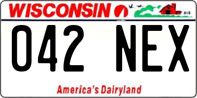 WI license plate 042NEX