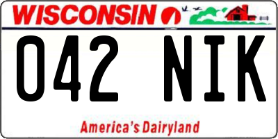 WI license plate 042NIK