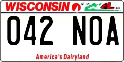 WI license plate 042NOA