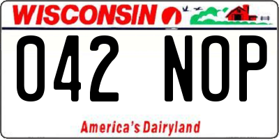 WI license plate 042NOP