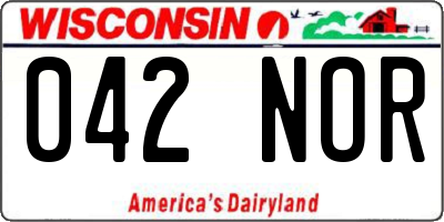 WI license plate 042NOR