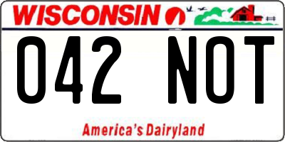 WI license plate 042NOT