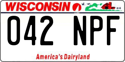 WI license plate 042NPF