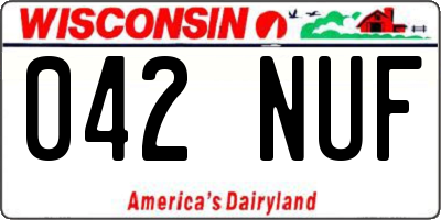 WI license plate 042NUF