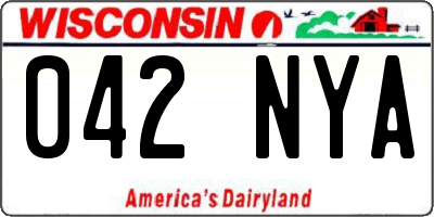 WI license plate 042NYA