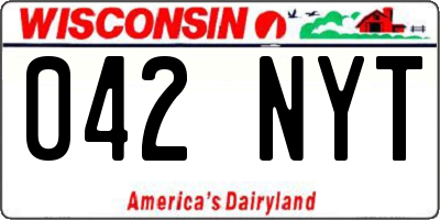 WI license plate 042NYT