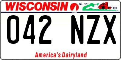 WI license plate 042NZX