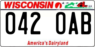 WI license plate 042OAB
