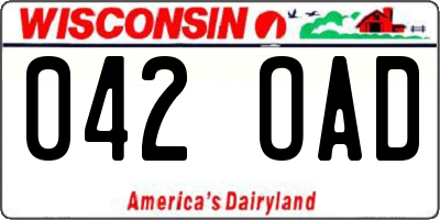 WI license plate 042OAD