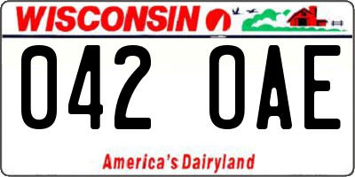 WI license plate 042OAE