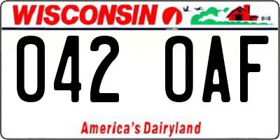 WI license plate 042OAF