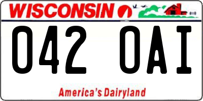 WI license plate 042OAI