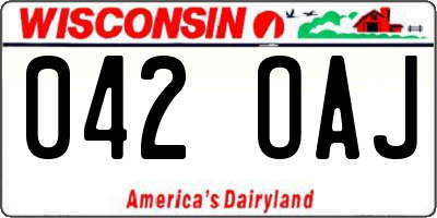 WI license plate 042OAJ