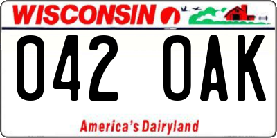 WI license plate 042OAK