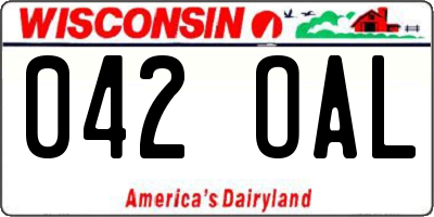 WI license plate 042OAL