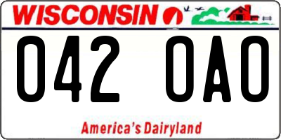 WI license plate 042OAO