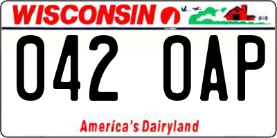 WI license plate 042OAP