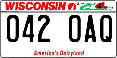 WI license plate 042OAQ