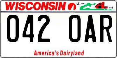 WI license plate 042OAR