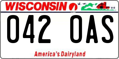 WI license plate 042OAS
